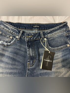 Flamingals Blue Distressed Denim Jeans